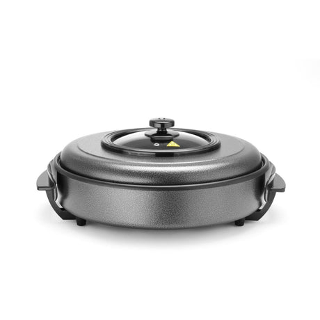 Tigaie electrica cu capac Hendi, aluminiu cu strat anti-aderent, vas interior 55x inaltime 6 cm, exterior 62x inaltime 19 cm, 230 V, 1600 W