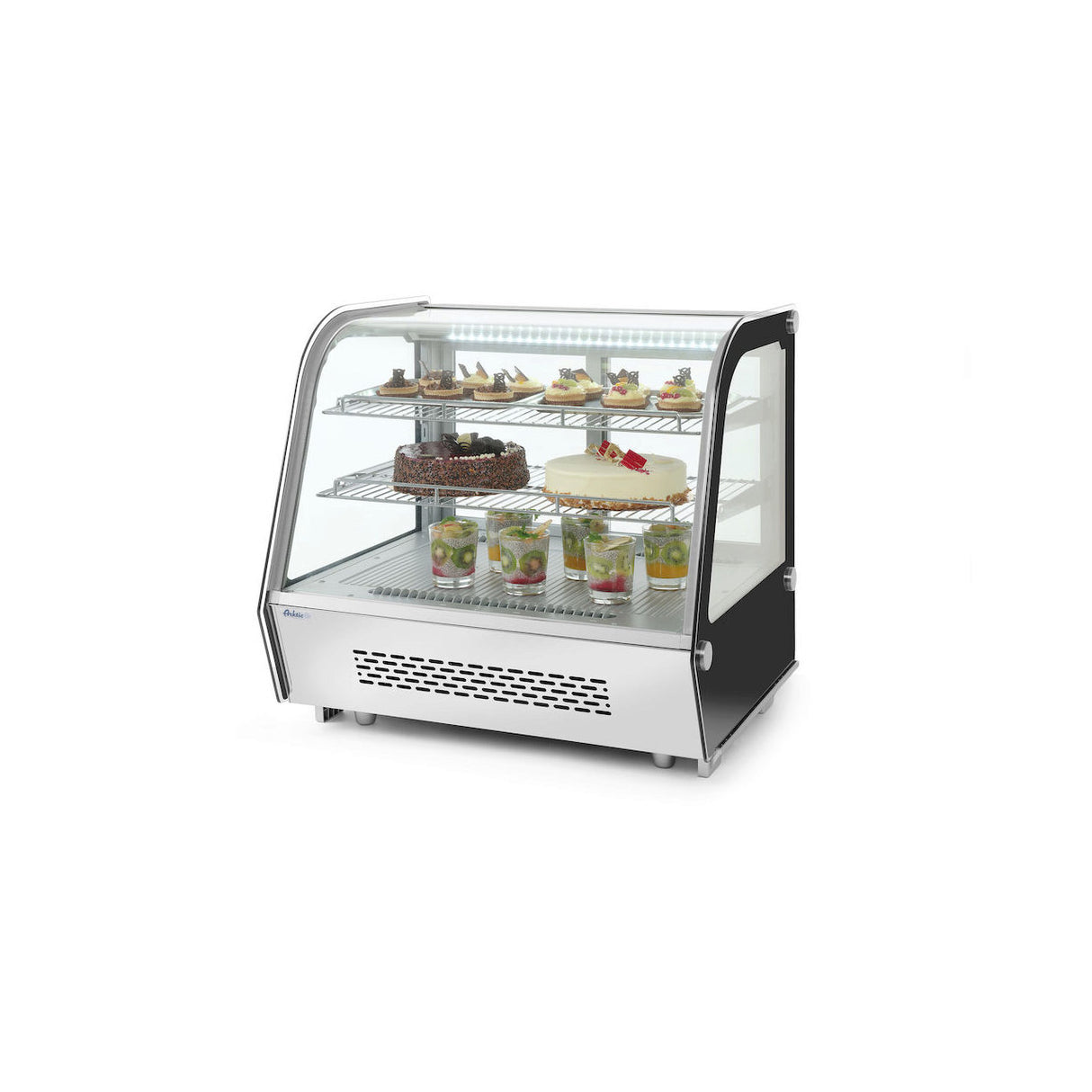 Vitrina rece pt prezentare, 120 lt, interval temp. 0-6 gr C, 160 W, corp inox, ARKTIC by Hendi, 707x570x(H)680mm, Clasa energetica B