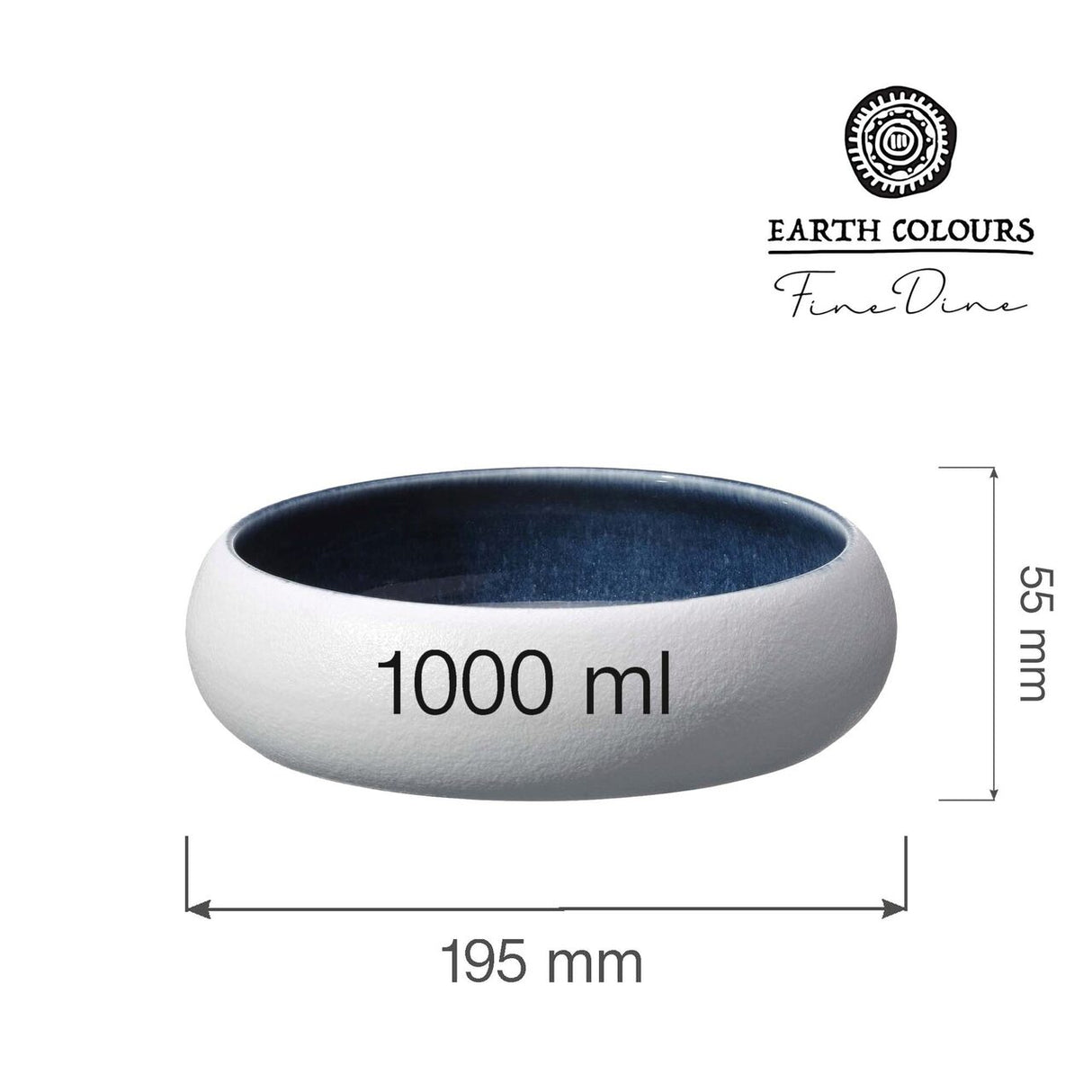 Bol Goro White Blue 195 mm, 1000 ml Fine Dine
