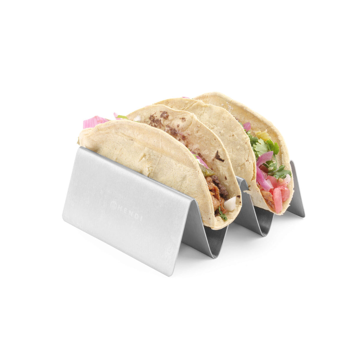 Suport din inox Hendi, pentru 4 taco/hot-dog/bagheta, 225x115x(H)50mm