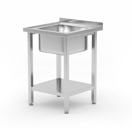 Masa cu chiuveta cu 1 vas si raft - infiletat, adancime 600 mm, HENDI, Budget Line, chiuveta centrata, 600x600x(H)850mm