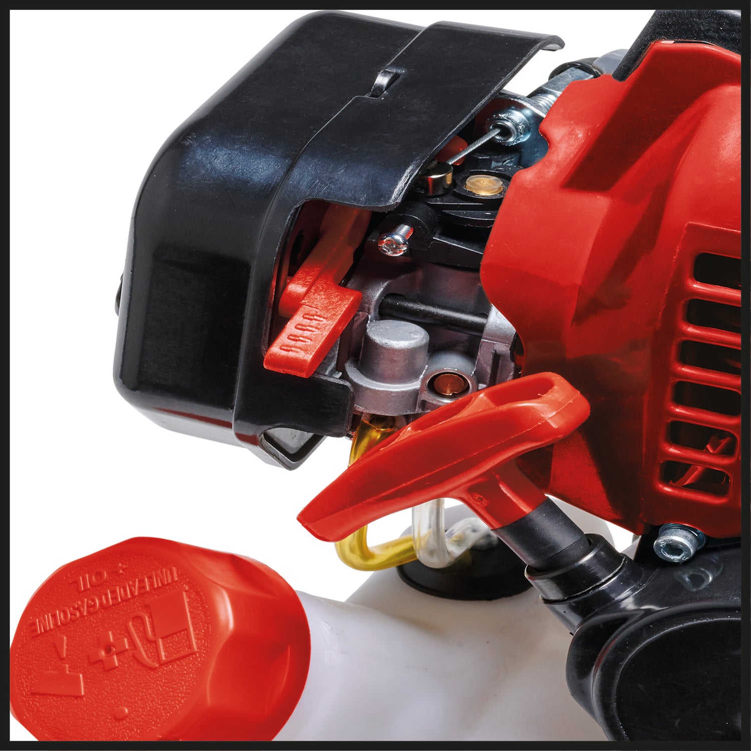 Einhell GC-BC 25/1 I AS benzinmotoros bozótvágó (0,6 kW, 2 ütemű motor alacsony rezgéssel, kerékpár fogantyú, osztott tengely, 3 fogú penge + dupla damilos orsó, gyorsindító rendszer)