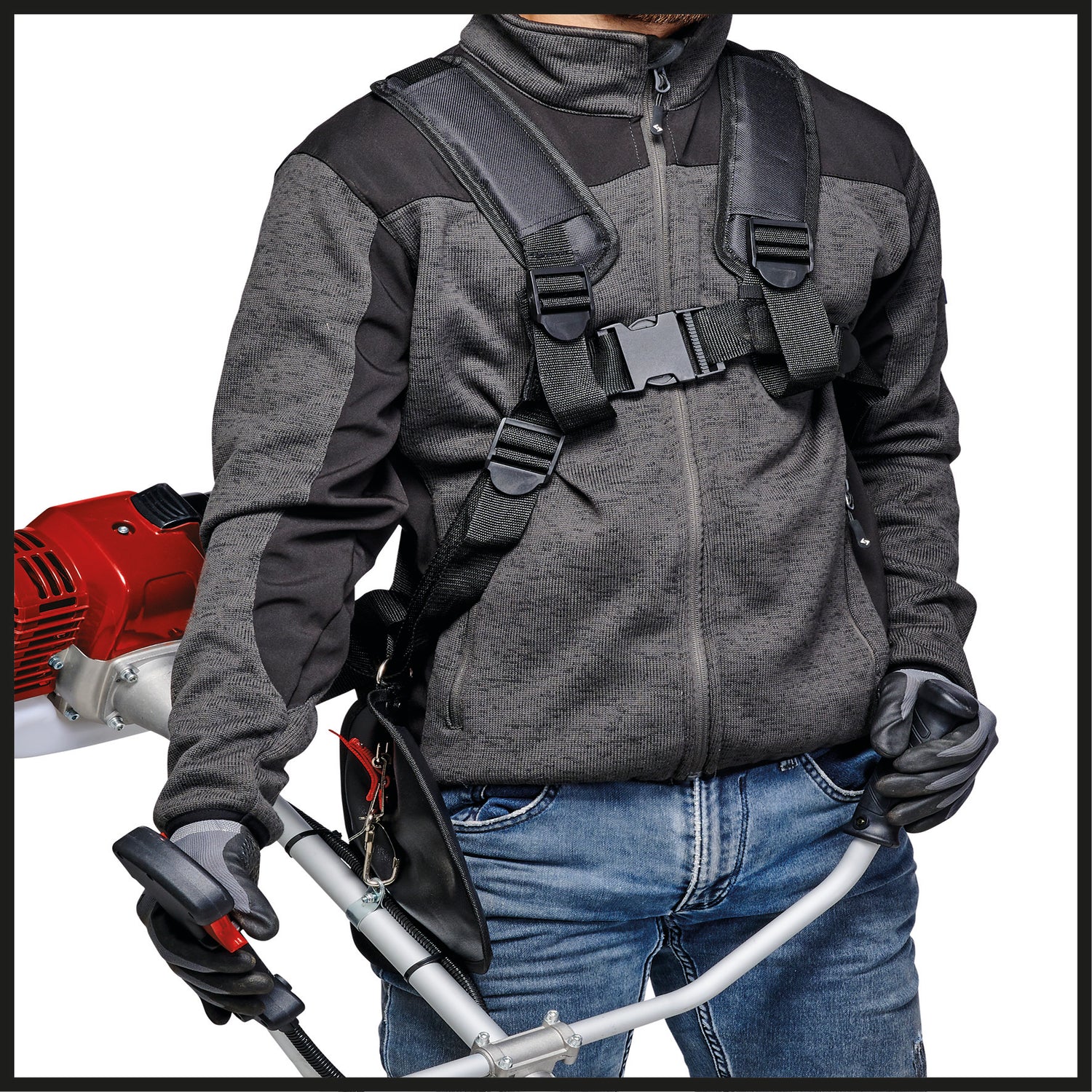 Einhell GC-BC 25/1 I AS benzinmotoros bozótvágó (0,6 kW, 2 ütemű motor alacsony rezgéssel, kerékpár fogantyú, osztott tengely, 3 fogú penge + dupla damilos orsó, gyorsindító rendszer)