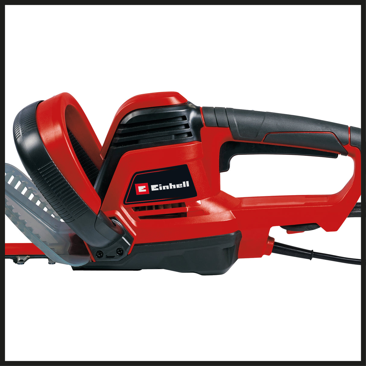 Einhell GC-EH 6055/1 elektromos sövényvágó, 600 W, 2800 vágás/perc, fűgyűjtő, kábelhúzás-mentesítő, pótfogantyú, puha markolat, kétkezes biztonsági kapcsoló