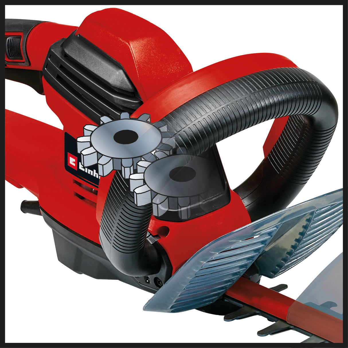 Trimmer electric pentru gard viu Einhell GE-EH 7067 (700 W, lama din otel slefuit cu diamant, taiat cu laser, angrenaj metalic, protectie la impact, inclusiv protectie la taietor
