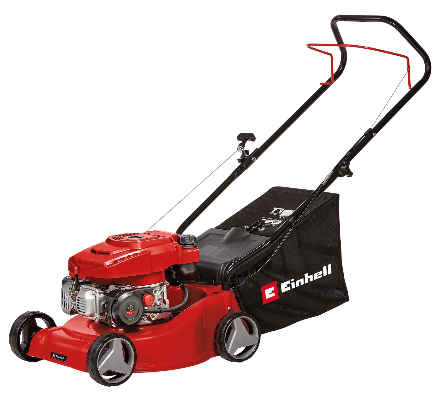 Einhell GC-PM 40/2 benzinmotoros fűnyíró (2 kW, 1 hengeres, 4 ütemű motor, 132 cm³ lökettérfogat, 45 literes gyűjtőzsák szintjelzővel, 40 cm vágási szélesség, 800 m²-ig ajánlott)