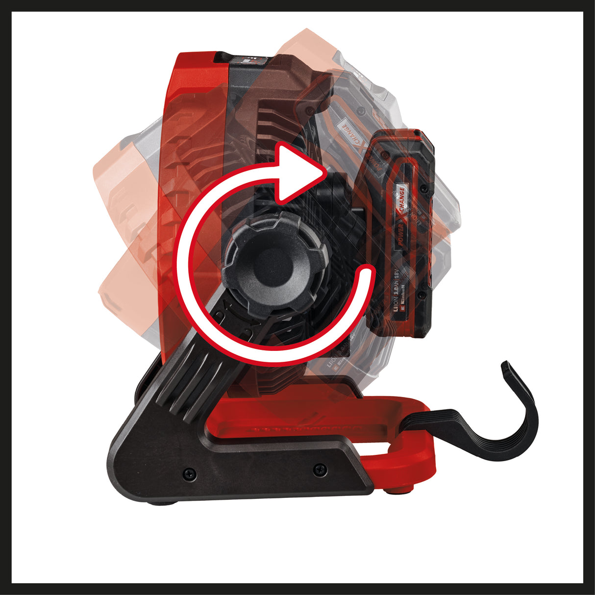 Einhell GE-CF 18/2200 Li-Solo Power X-Change akkus ventilátor (18 V, Li-ion, 3 sebességfokozat, 360°-ban forgó ventilátorfej, akkumulátor és töltő nélkül szállítjuk)