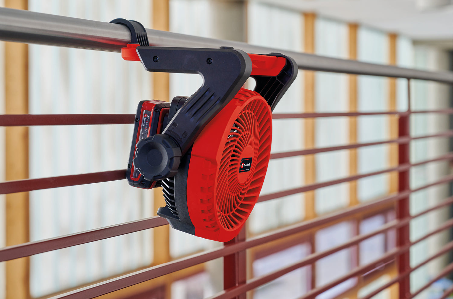 Ventilator pe acumulator Einhell GE-CF 18/2200 Li-Solo Power X-Change (18 V, Li-ion, 3 setari de viteza, cap ventilator rotativ la 360°, furnizat fara acumulator sau incarcator