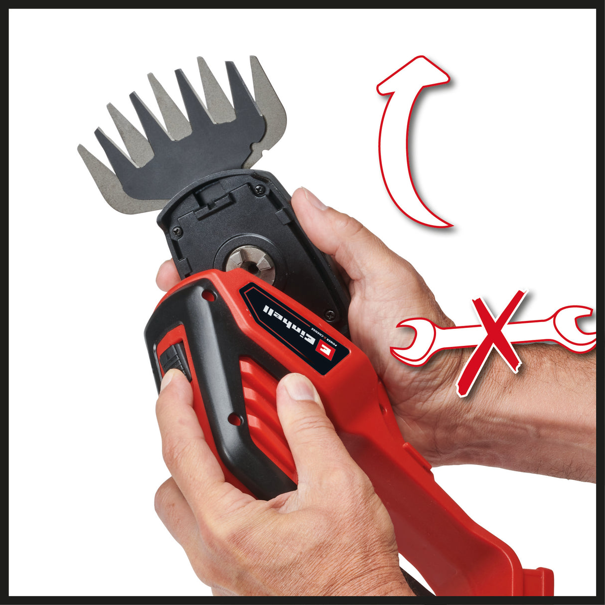 Einhell GE-CG 18/100 Li T Kit Power X-Change akkus fű- és bokornyíró olló (Li-ion, 18 V, teleszkópos nyél, fűvágó penge vágási szélessége 100 mm, bokornyíró penge 200 mm, 2,5 Ah akkumulátorral + töltővel) 