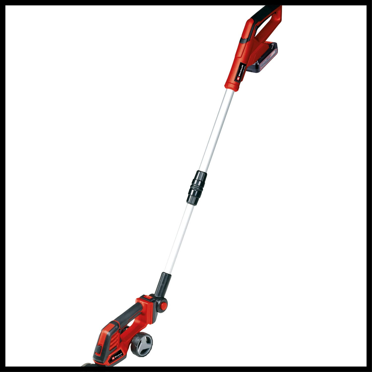 Foarfeca de iarba si arbusti pe acumulator Einhell GE-CG 18/100 Li T Kit Power X-Change (Li-ion, 18 V, maner telescopic, latime de taiere a lamei pentru iarba 100 mm, lama de foarfece pentru arbusti 200 mm, incl. 2,5 Ah + incarcator