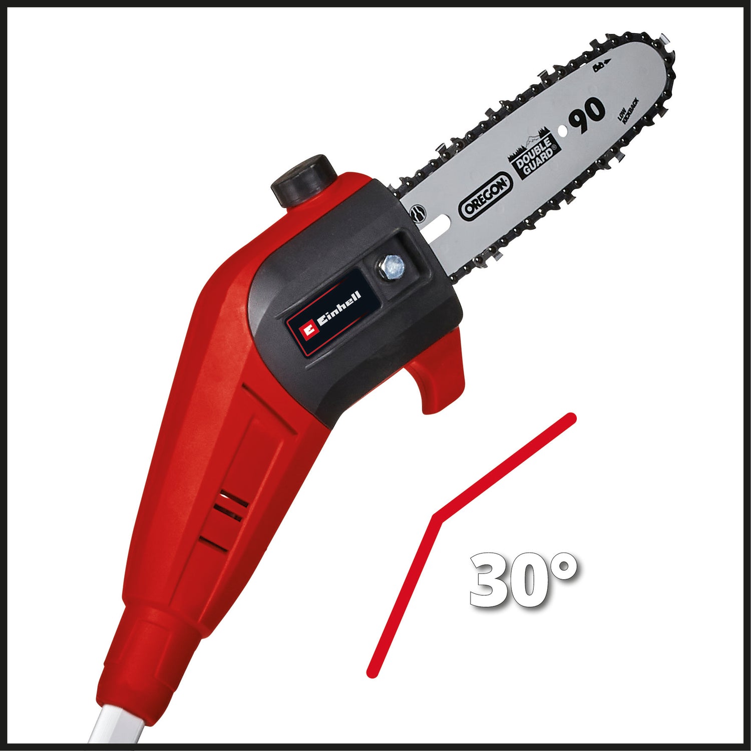 Einhell GC-LC 18/20 Li T-Solo Power X-Change akkus teleszkópos ágvágó (Li-ion akkumulátor, 18 V, 20 cm-es vezetősín, 30°-ban döntött motorfej, kihúzható tengely, fém hajtómű, akkumulátor és töltő nélkül)