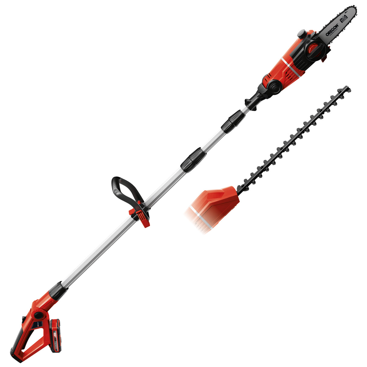 Einhell GE-HC 18 Li T Kit 2 az 1-ben akkus multifunkciós szerszám (18V, 3Ah, sövényvágó és elektromos fűrész, cserélhető akkumulátorral és töltővel)