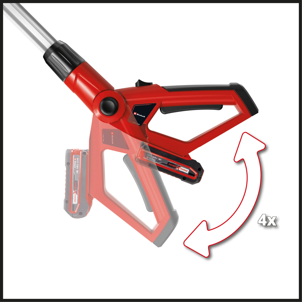 Einhell GE-HC 18 Li T Kit 2 az 1-ben akkus multifunkciós szerszám (18V, 3Ah, sövényvágó és elektromos fűrész, cserélhető akkumulátorral és töltővel)