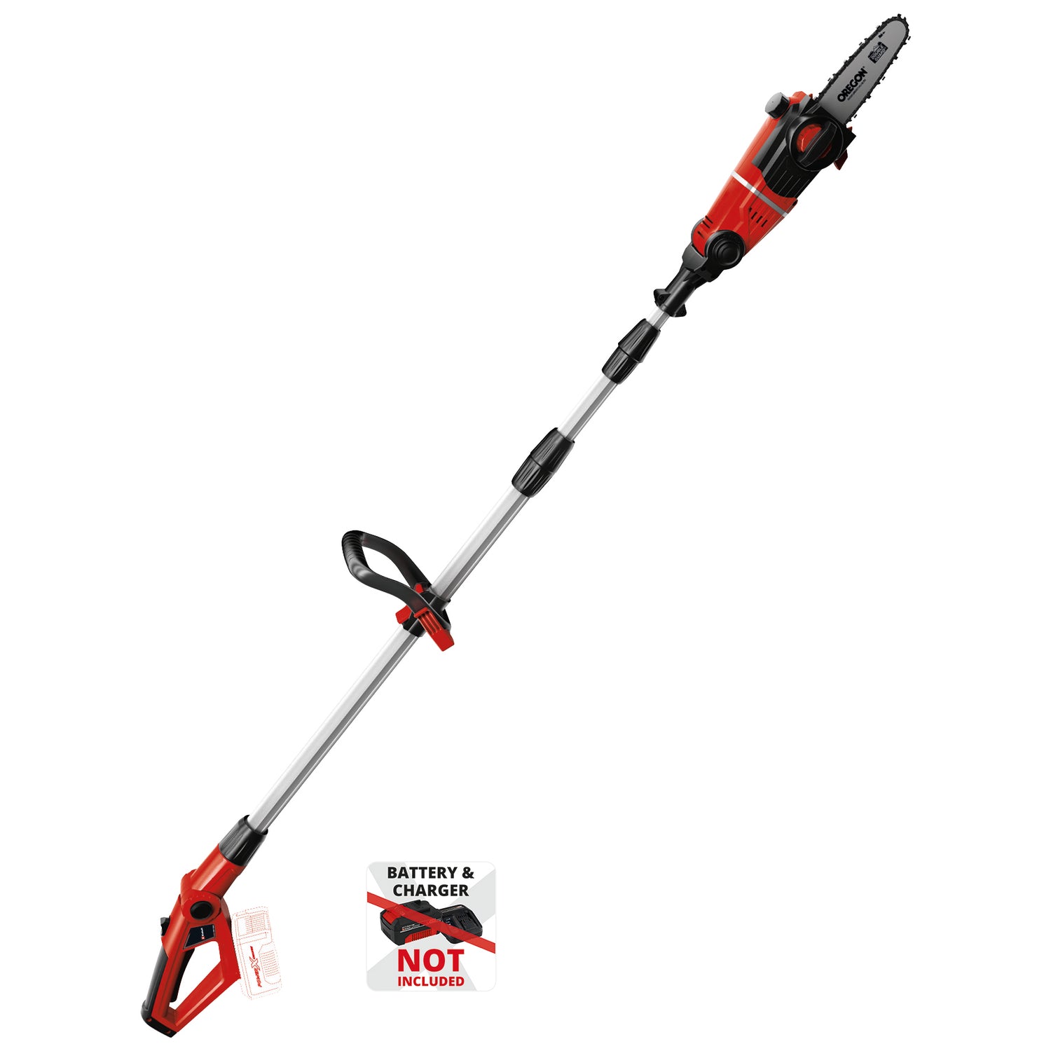 Fierastrau electric telescopic cu acumulator Einhell GE-LC 18 Li T-Solo, maner telescopic si auxiliar, sabie si lant Oregon, FARA acumulator si incarcator interschimbabile