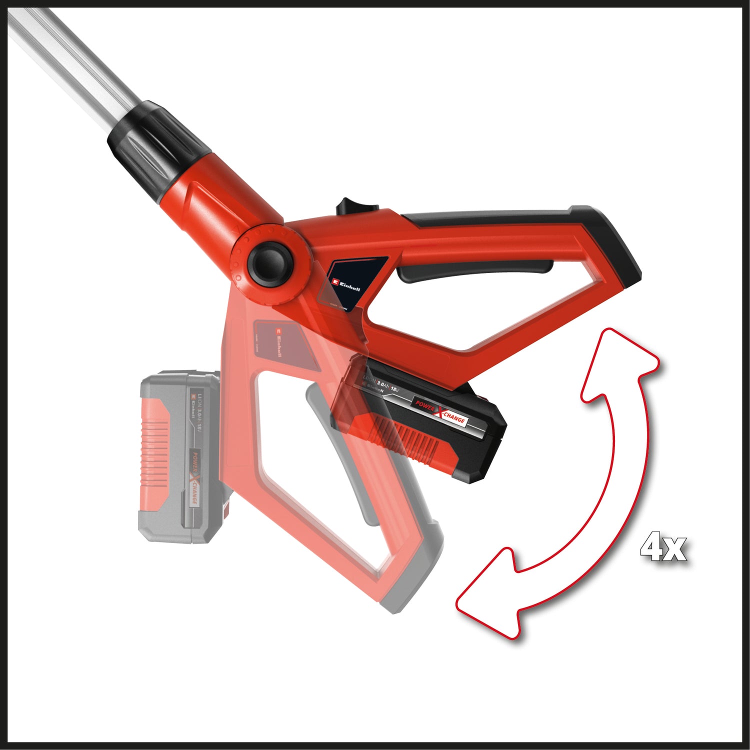 Einhell GE-HH 18/45 Li T-Solo Power X-Change akkus teleszkópos sövényvágó, Li-ion, 18 V, 45 cm-es késhossz, gyémántcsiszolt acélpenge, akkumulátor és töltő nélkül