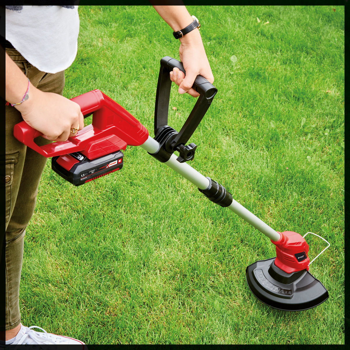 Einhell GC-CT 18/24 Li - Solo Power X-Change fűszegélynyíró (lítium-ion akkumulátorral, egyénileg állítható hosszú teleszkópos nyéllel, virágvédővel, 20 műanyag pengével)