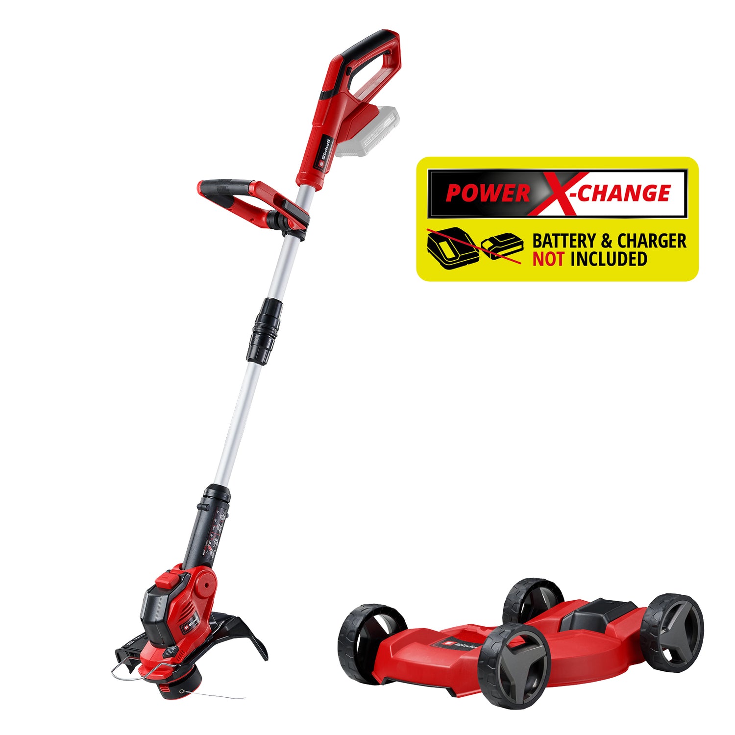 Trimmer de tuns iarba/gazon pe acumulator Einhell GE-CT 18/28 Li TC-Solo Power X-Change (Li-ion, 18 V, incl. carucior de tuns, fir cu latime de taiere de 28 cm, livrare fara acumulator sau incarcator