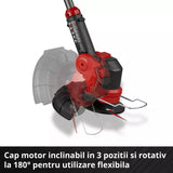 Trimmer pe acumulator Einhell GE-CT 18/25-1 Li-Solo Power X-Change, 18 V, latime taiere 25 cm, cap motor rotativ si inclinabil, inclusiv 20 lame plastic de rezerva, 1 bobina fir trimmer, fara baterie - imagine 6