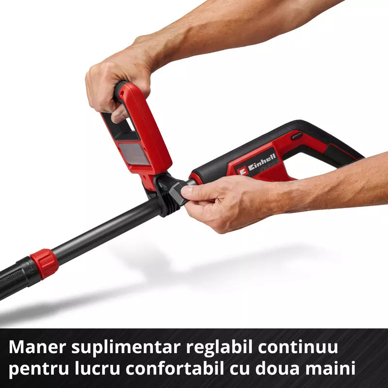 Trimmer pe acumulator Einhell GE-CT 18/25-1 Li-Solo Power X-Change, 18 V, latime taiere 25 cm, cap motor rotativ si inclinabil, inclusiv 20 lame plastic de rezerva, 1 bobina fir trimmer, fara baterie - imagine 9