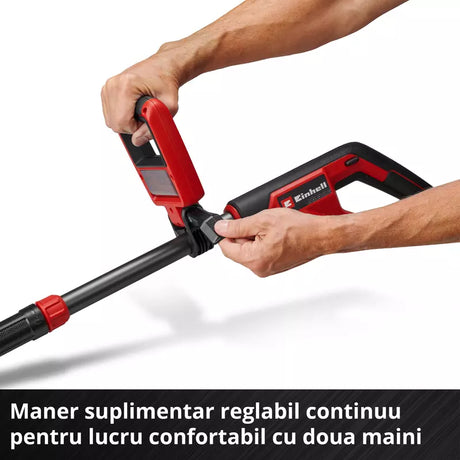 Trimmer pe acumulator Einhell GE-CT 18/25-1 Li-Solo Power X-Change, 18 V, latime taiere 25 cm, cap motor rotativ si inclinabil, inclusiv 20 lame plastic de rezerva, 1 bobina fir trimmer, fara baterie - imagine 9