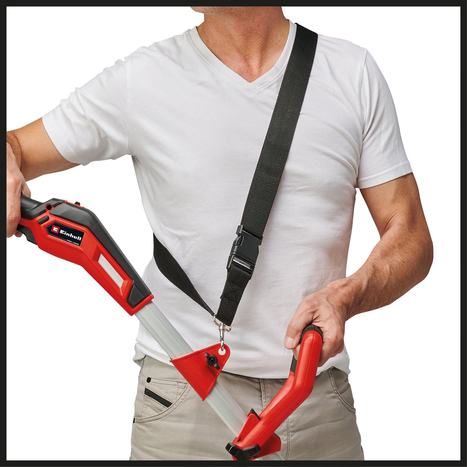 Trimmer de tuns iarba/gazon pe acumulator Einhell GE-CT 18/33 Li E-Solo Power X-Change (18 V, latime de taiere 33 cm, Flowerguard, mecanism de alimentare automata, include bobina de filament, fara acumulator