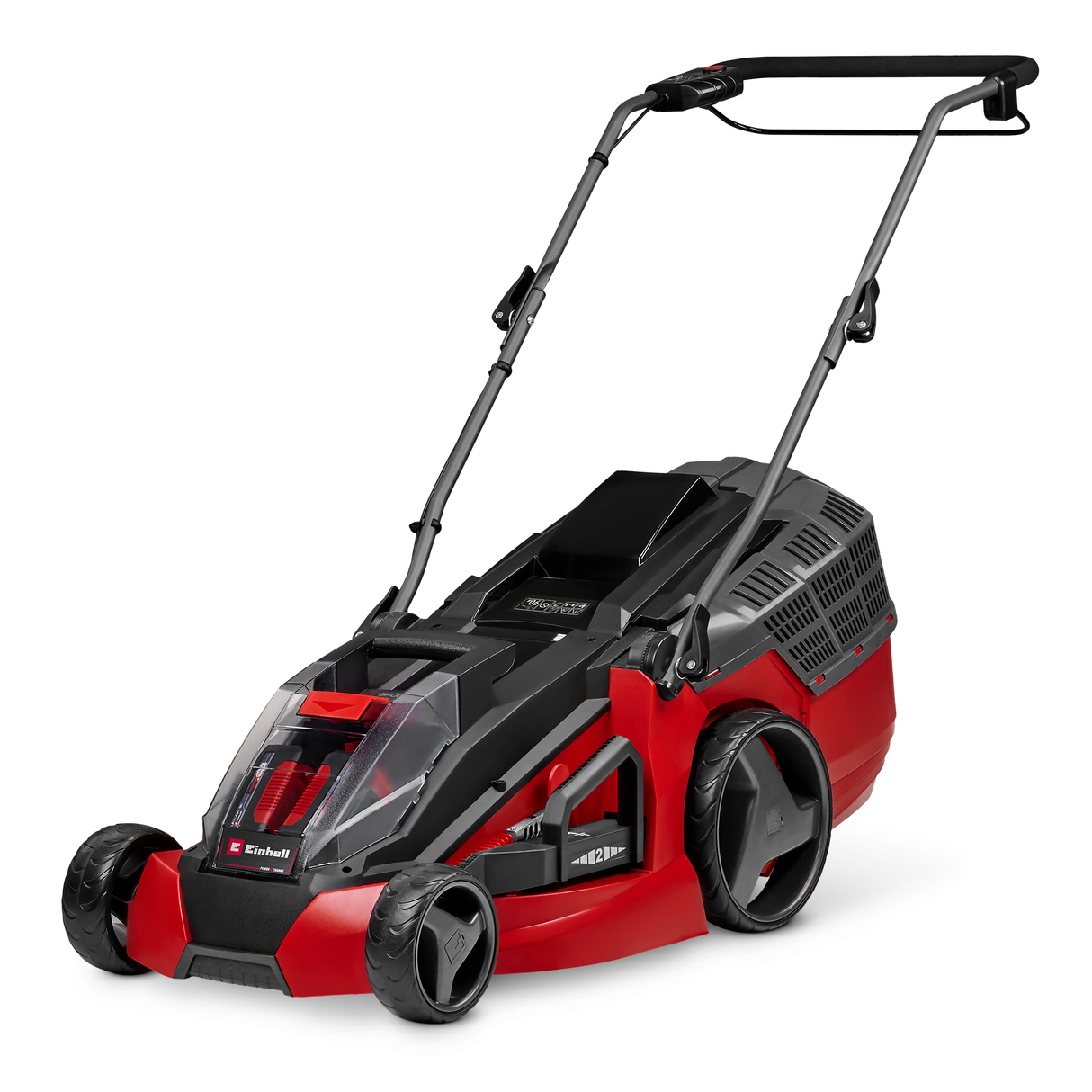 Einhell GE-CM 43 Li M Kit Power X-Change akkus fűnyíró, 36V, vágási szélesség 43 cm, akár 600 m², szénkefe nélküli, mulcsozó készlet, 63 literes fűgyűjtő, vágási magasság 25-75 mm, 2 db 4,0 Ah-s akkumulátorral + 2 töltővel