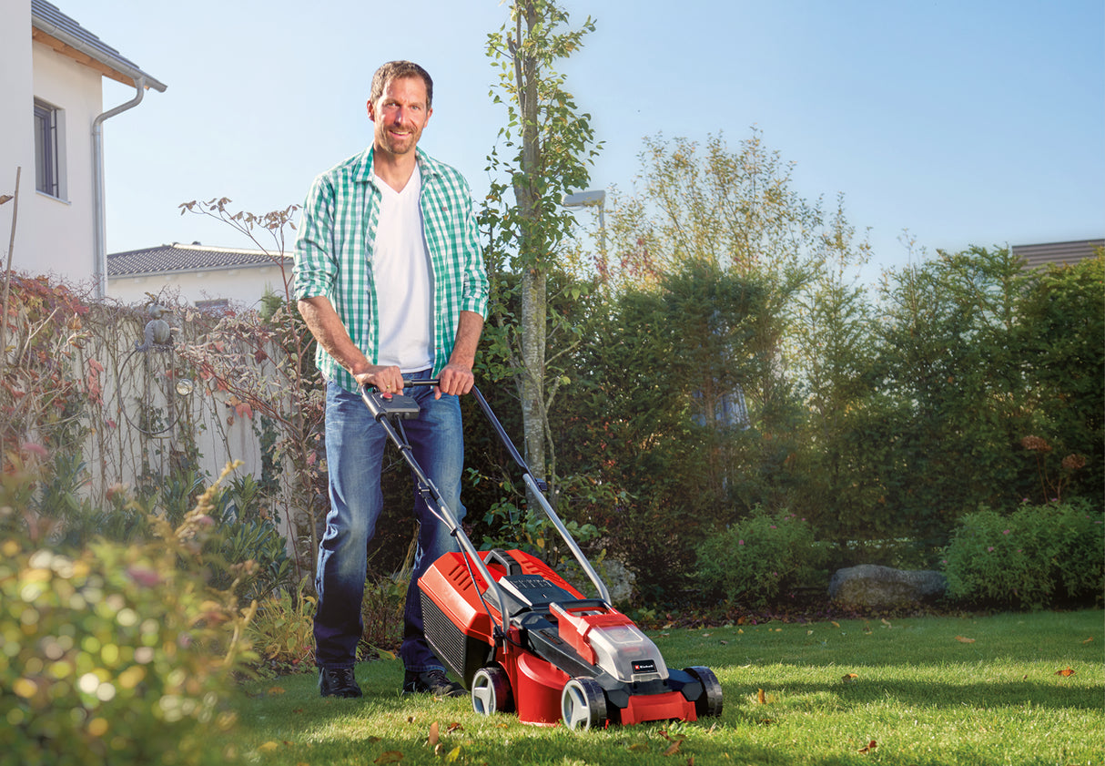 Masina de tuns iarba pe acumulator Einhell City GE-CM 18/30 Li-Solo Power X-Change, 18 V, latime de taiere 30 cm, pana la 150 m², fara perii, colector de iarba 25 L, inaltime de taiere 30-70 mm, fara baterie