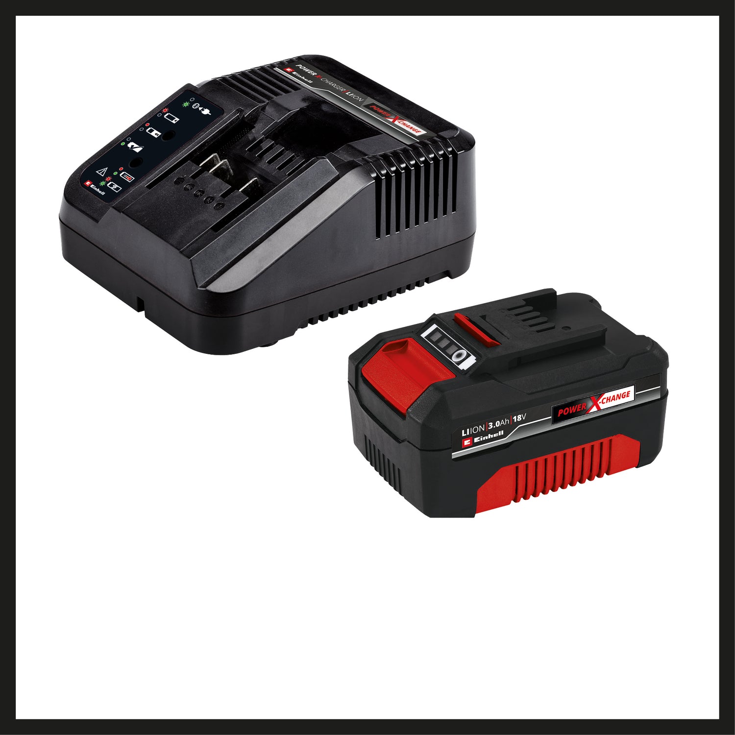 Set masina de tuns iarba/gazon pe acumulator Einhell GE-CM 18/30 Li + trimmer de tuns iarba/gazon pe acumulator GC-CT 18/24 Li P Power X-Change (18 V, latime de taiere de 30 cm si 24 cm, 1x acumulator de 3,0 Ah si incarcator