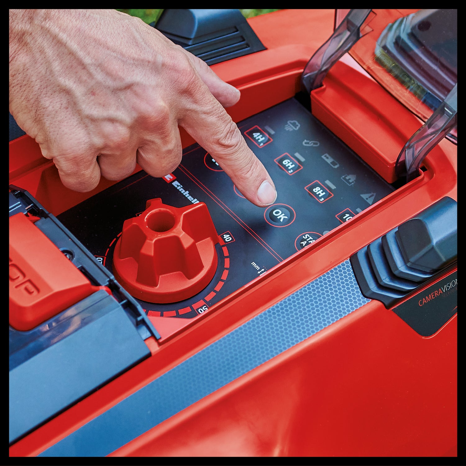 Einhell FREELEXO CAM 500 Power X-Change robotfűnyíró, Li-ion, 18V, kamera, amely helyettesíti a határolóvezetéket, 500 m²-es gyepfelületekhez, akár 25%-os lejtésig, 18 cm vágási szélesség, lopásgátló védelem