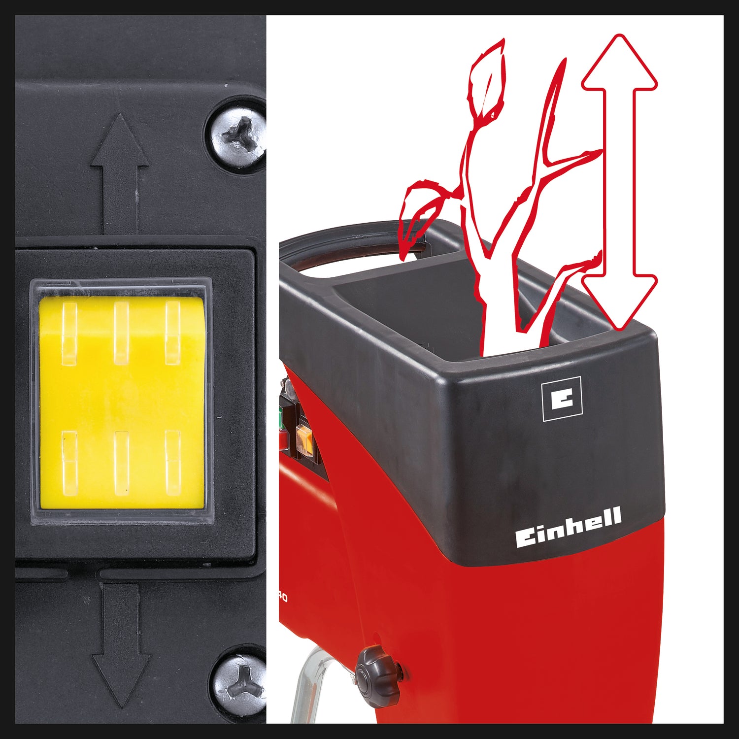 Einhell GC-RS 2540 csendes elektromos ág- és növényi hulladék aprító, vágóhenger, irányváltó, nagy tartálynyílás, robusztus alváz, beleértve a kerti hulladékgyűjtő zsákot