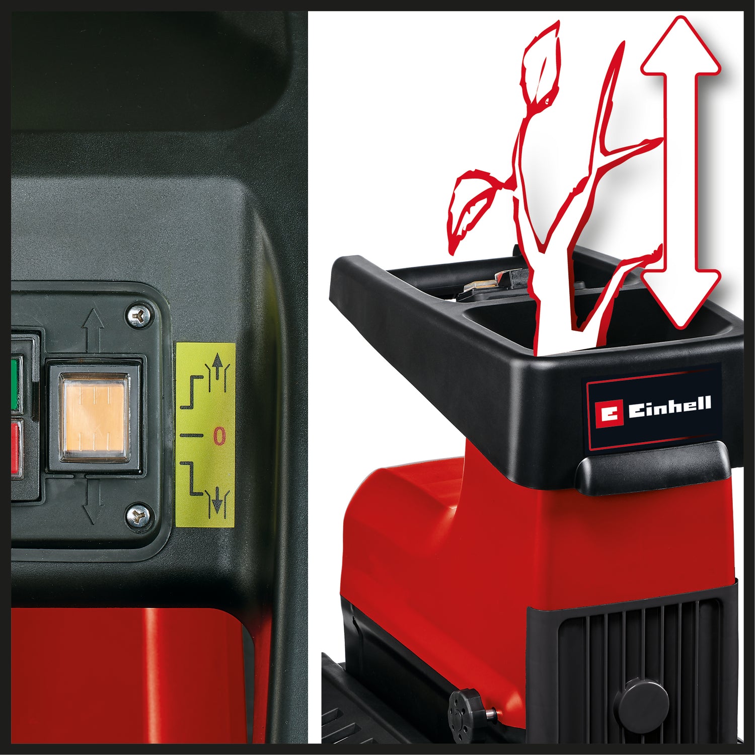 Tocator electric silentios Einhell GC-RS 60 CB, 2.800 W, tambur de taiere, deschidere mare a palniei, comutator de schimbare, cutie de colectare transparenta, comutator de siguranta integrat