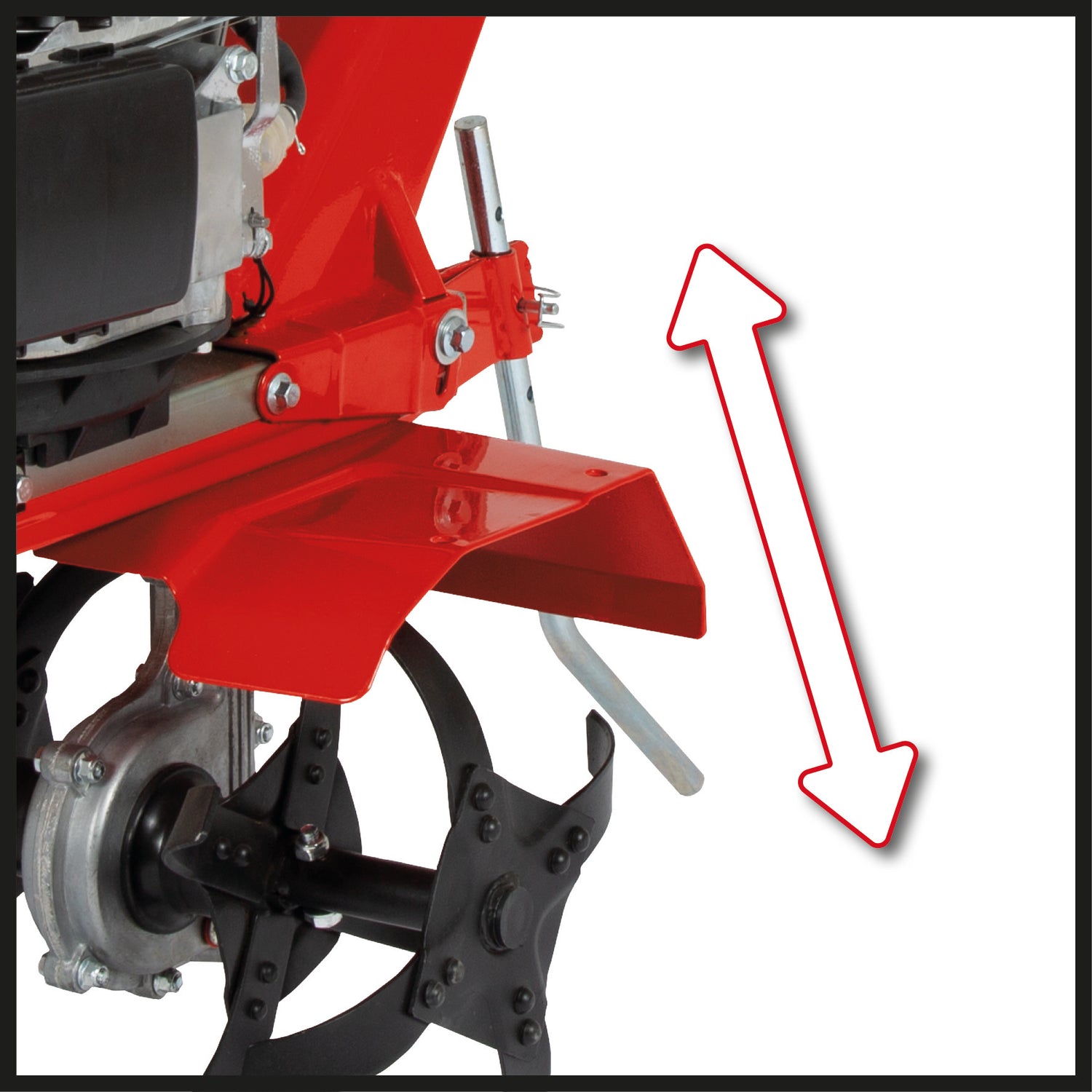 Einhell GC-MT 2236 benzinmotoros talajmaró, 2,2 kW, 2 literes üzemanyagtartály, 4 ütemű egyhengeres OHV motor, állítható magasságú fékpofák és stabil fogantyúk, kultivátorkés-leállító funkció