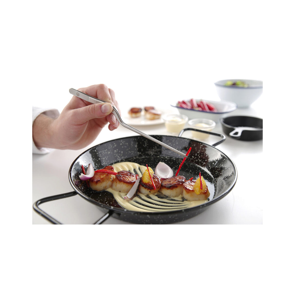 Penseta curbata, (L)210 mm, inox, pentru sushi / decorare / manevrare produse fierbinti, Hendi