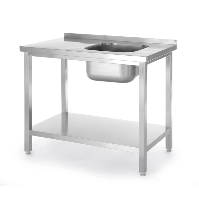 Spalator cu o cuva Budget Line cu chiuveta stanga, dimensiuni 1000 x 600 (H) 850 mm, cu raft, infiletat