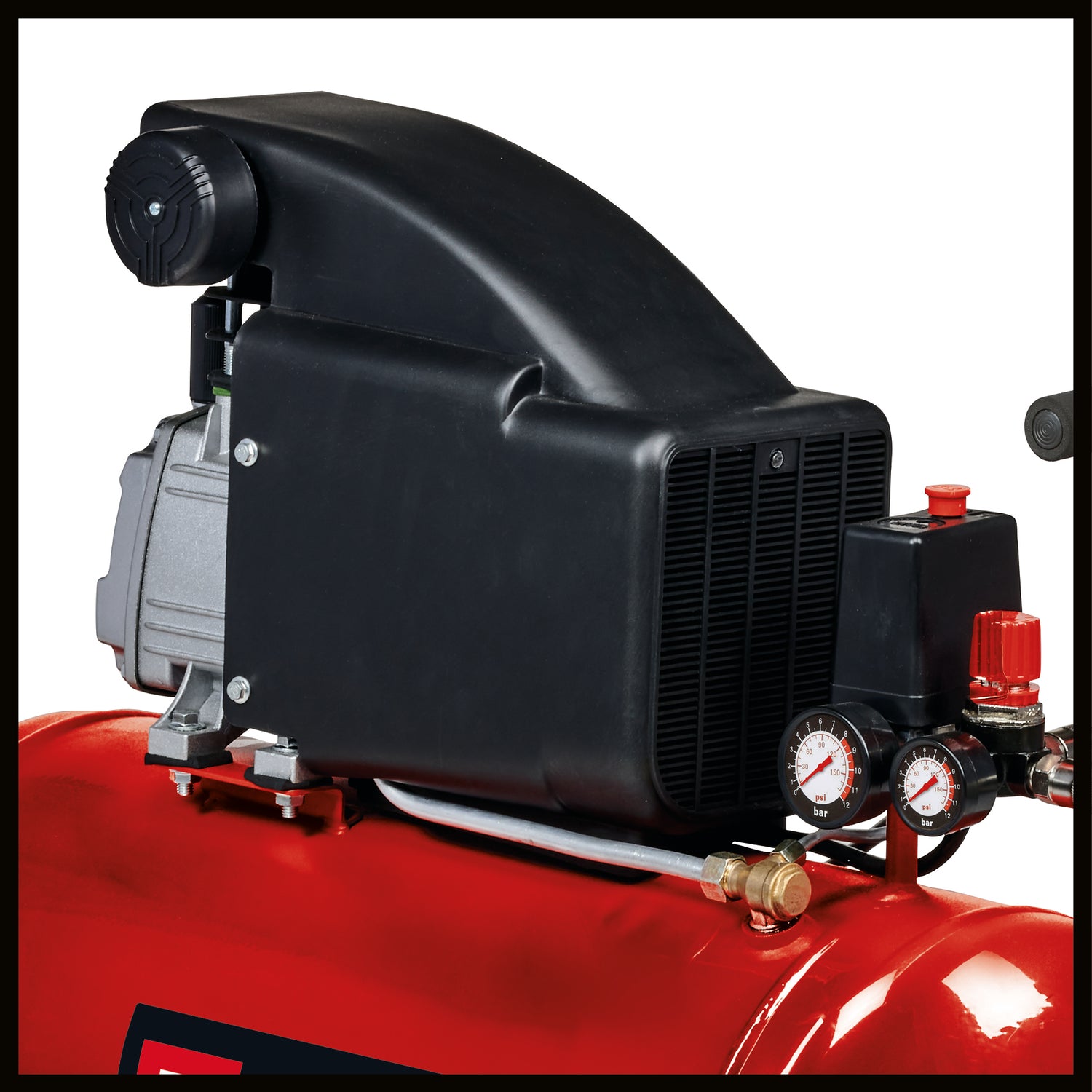 Einhell TC-AC 270/50/8 kompresszor, max. 8 bar, 1,8 kW, szívóteljesítmény 270 l/perc, 50 literes tartály, beépített leeresztő csavar, nyomásmérő, gyorscsatlakozó