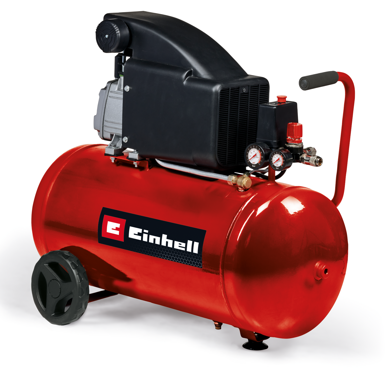 Einhell TC-AC 270/50/8 kompresszor, max. 8 bar, 1,8 kW, szívóteljesítmény 270 l/perc, 50 literes tartály, beépített leeresztő csavar, nyomásmérő, gyorscsatlakozó