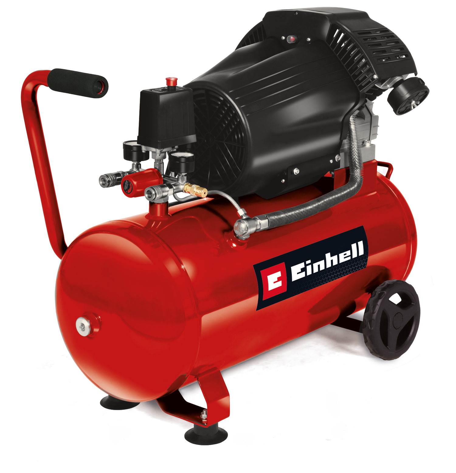 Einhell kompresszor TC-AC 420/50/10 V, 2200 W, 2850 fordulat/perc, max. 10 bar, 50 l-es tartály, dupla kompresszoros egység, nyomáscsökkentő, nyomásmérő, visszacsapó szelep, biztonsági szelep