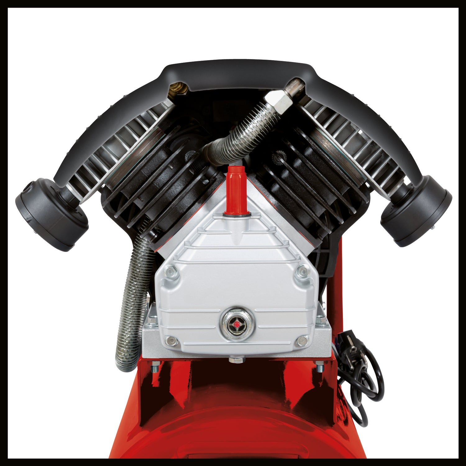 Einhell kompresszor TC-AC 420/50/10 V, 2200 W, 2850 fordulat/perc, max. 10 bar, 50 l-es tartály, dupla kompresszoros egység, nyomáscsökkentő, nyomásmérő, visszacsapó szelep, biztonsági szelep