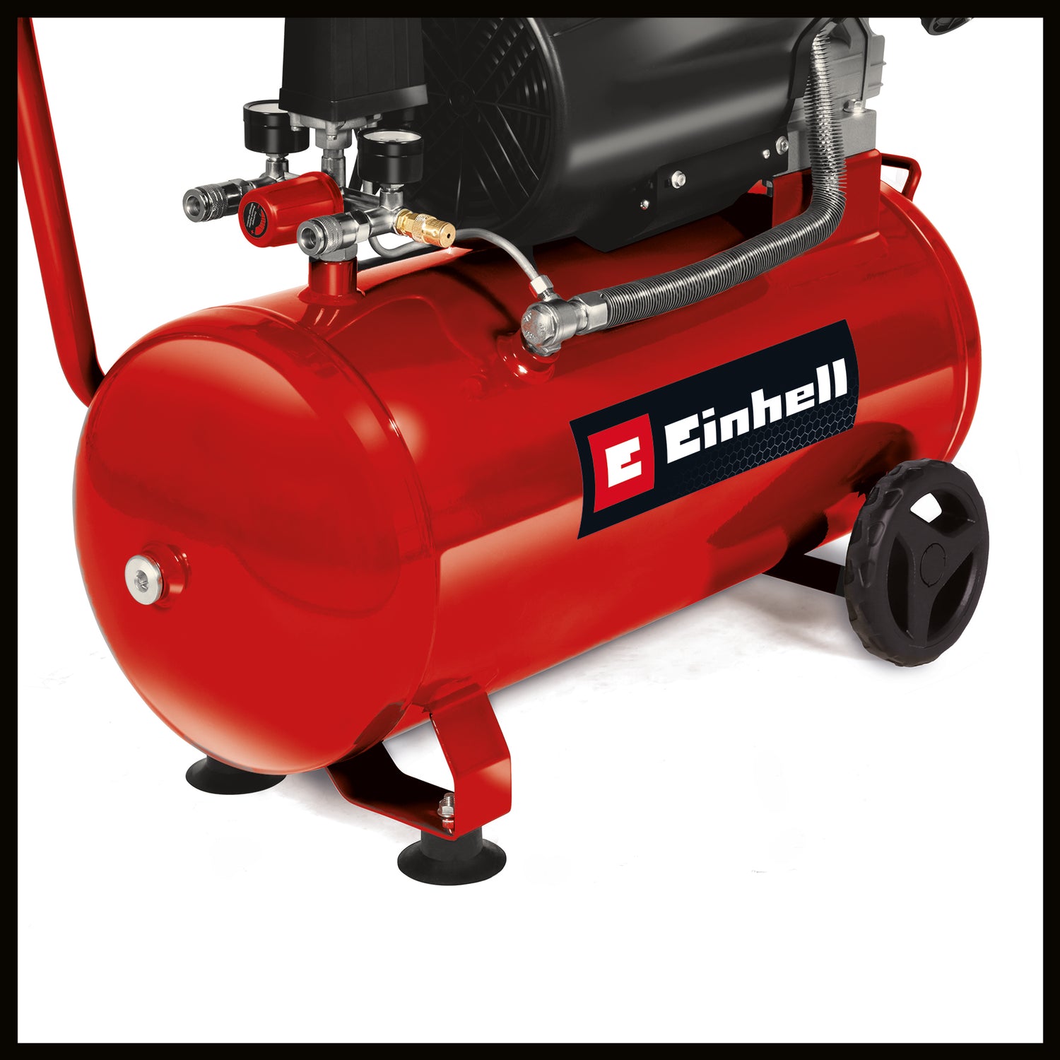 Einhell kompresszor TC-AC 420/50/10 V, 2200 W, 2850 fordulat/perc, max. 10 bar, 50 l-es tartály, dupla kompresszoros egység, nyomáscsökkentő, nyomásmérő, visszacsapó szelep, biztonsági szelep