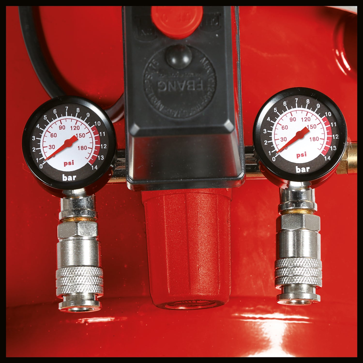 Einhell kompresszor TC-AC 420/50/10 V, 2200 W, 2850 fordulat/perc, max. 10 bar, 50 l-es tartály, dupla kompresszoros egység, nyomáscsökkentő, nyomásmérő, visszacsapó szelep, biztonsági szelep