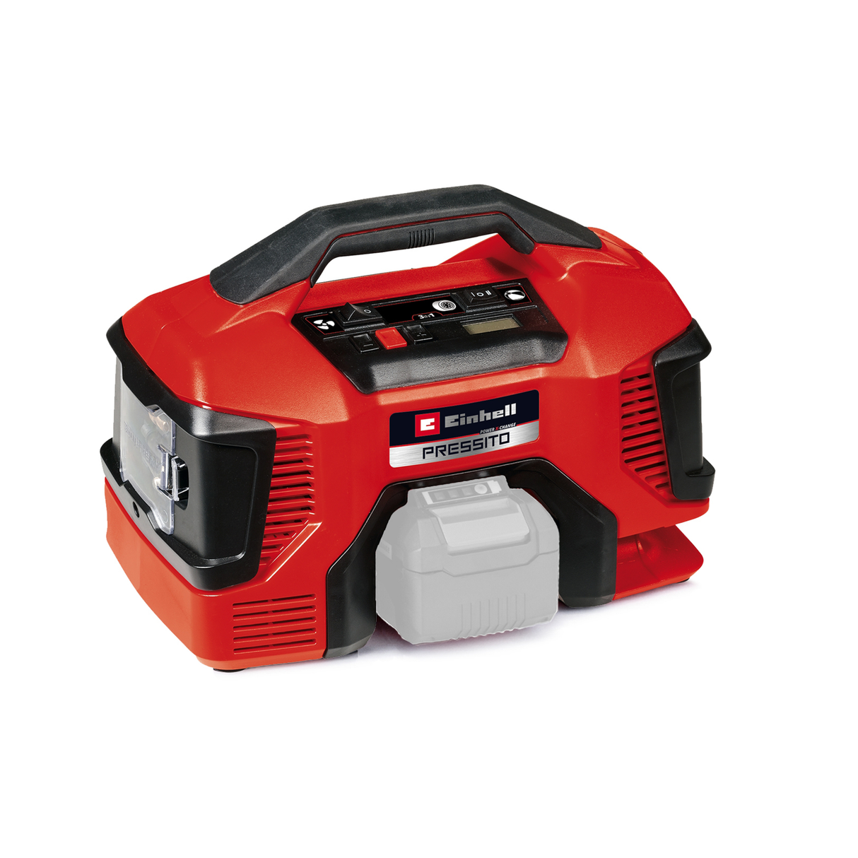 Einhell PRESSITO 18/21 Power X-Change akkus kompresszor, Li-ion, 18 V, nagy- és kisnyomású szivattyú, digitális nyomáskijelző, automatikus kikapcsolás funkció, akkumulátor és töltő nélkül