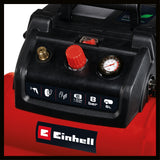 Compresor Einhell TC-AC 190/6/8 OF Set, 1200 W, max. 8 bar, rezervor de 6 L, capacitate de admisie 190 L/m, turatie motor 18000 rpm, regulator de presiune, manometru, fara ulei