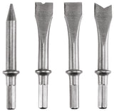 Eredeti Einhell 4 részes vésőkészlet (vésőkalapács tartozékok, acél, 120 mm, hatszögletű szárral, pneumatikus vésőkalapácsokhoz, például TC-PC 45-höz, 3 db laposvésővel és 1 db hegyesvésővel)