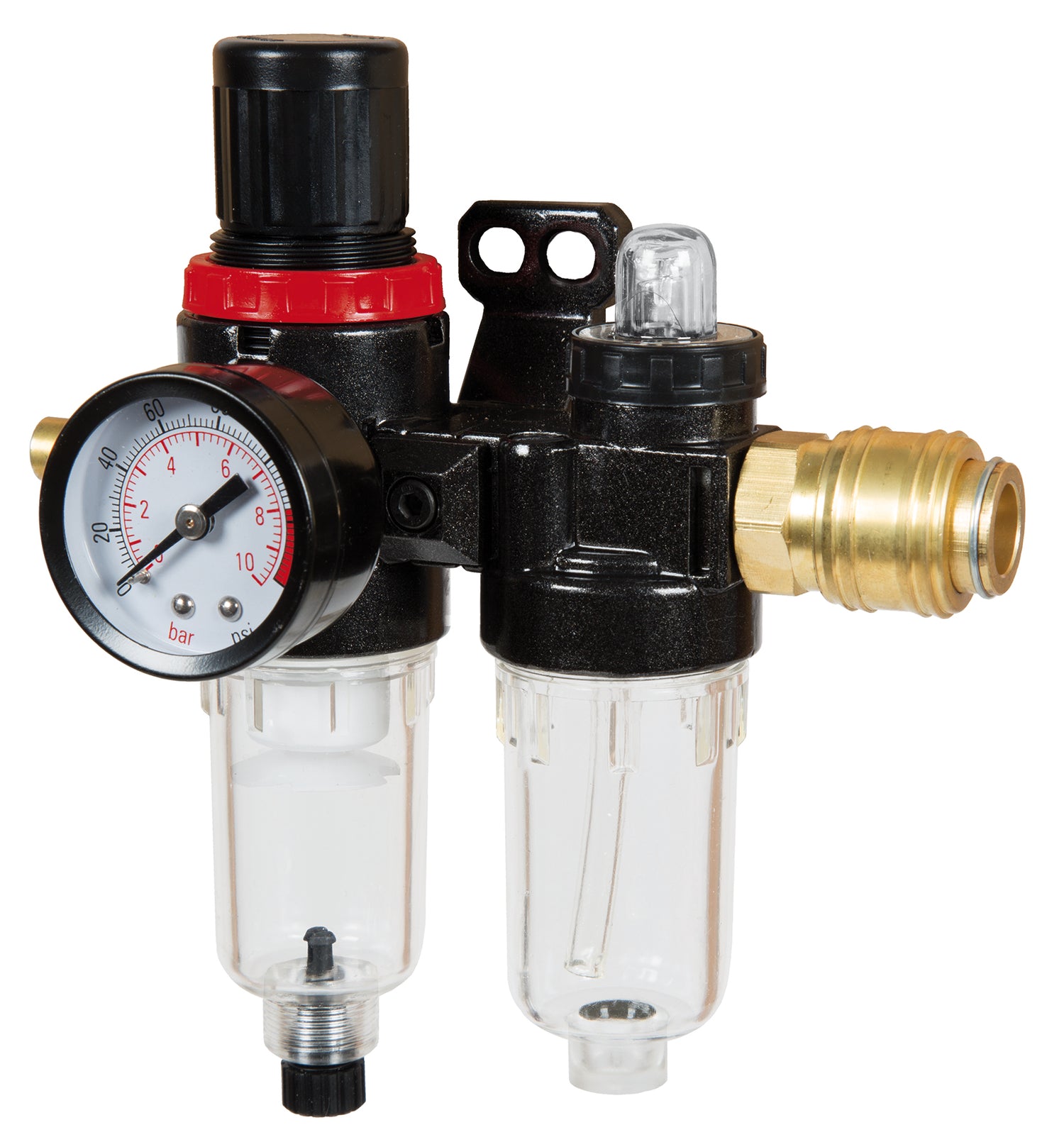 Unitate de intretinere combinata originala Einhell cu lubrifiant (accesorii compresor, racord R 1/4", manometru integrat pentru presiunea de functionare, presiune de intrare max. 10 bar)