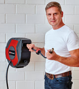 Tambur cu furtun aer comprimat Einhell TC-PH 150, lungime furtun 15 m + 1,5 m furtun de conectare, diametru interior furtun 9 mm, presiune maxima de functionare 16 bar, incl. suport de perete