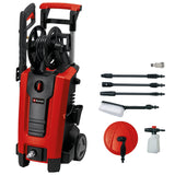 Einhell TE-HP 140 nagynyomású tisztító/mosó (1900 W, max. 140 bar, moduláris gyorscsatlakozó rendszer, magasnyomású tömlővel, pisztollyal, lándzsával, különféle fúvókákkal, kefével, mosótartállyal együtt)