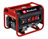 Generator de curent Einhell, benzina TC-PG 25/1/E5, putere continua de 2100 W, curent nominal de 9,1 A la 230 V, max. 2400 W, motor in 4 timpi cu emisii reduse, 2 prize de 230 V incl. voltmetru, rezervor de benzina de 15 L