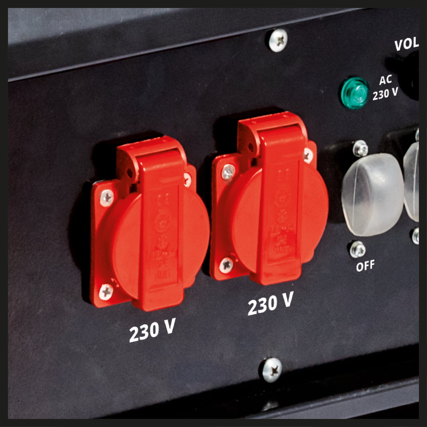 Einhell áramfejlesztő, benzinmotoros TC-PG 65/E5, folyamatos teljesítmény 3,2 kW 230 V-on és 3,6 kW 400 V-on, névleges áram 13 A 230 V-on, 25 literes tartály Super E5 benzinhez
