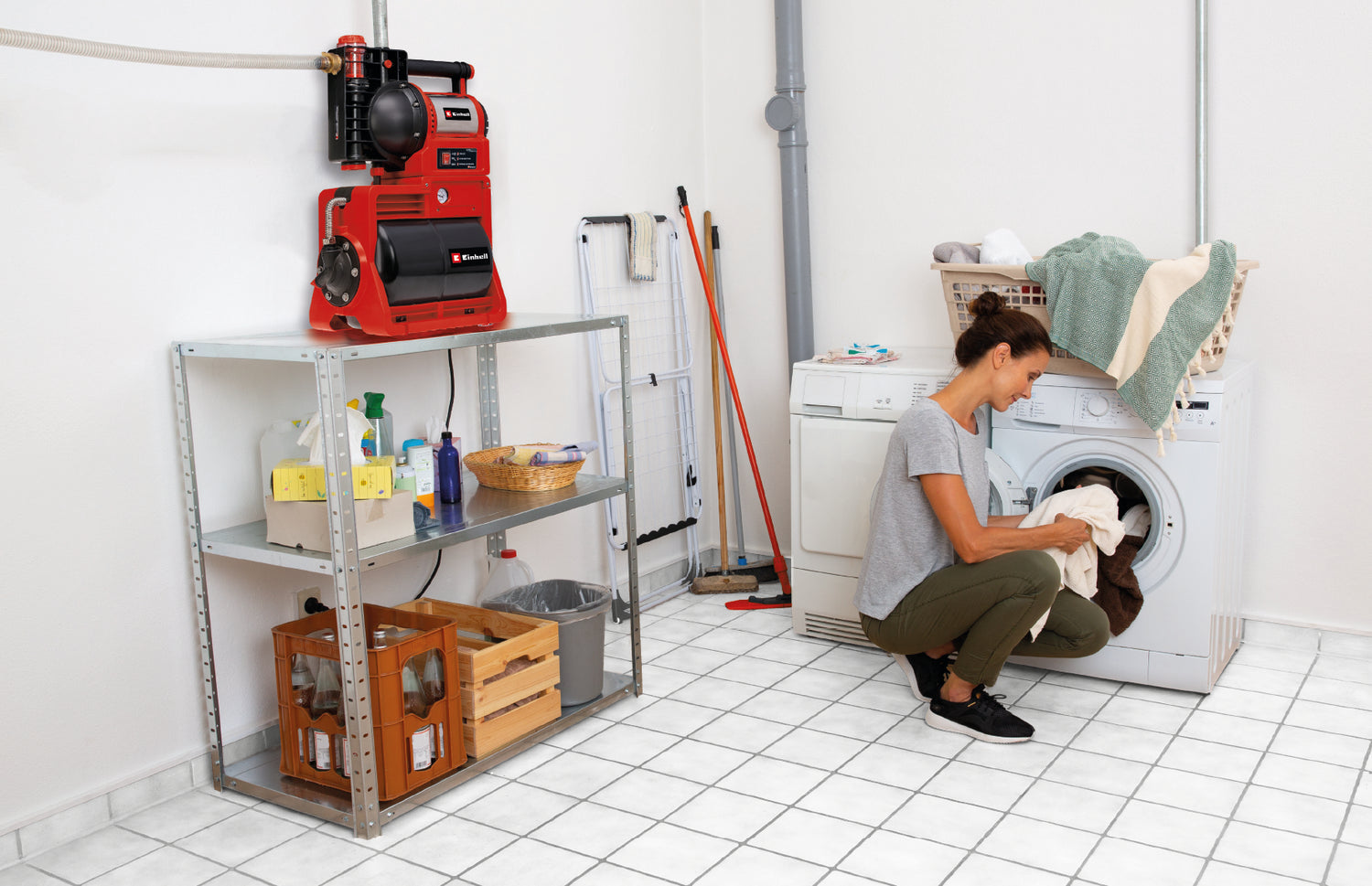 Einhell GE-WW 1246 N FS vízpumpa (1200 W, áramlásérzékelő LED kijelzővel, szennyeződés-/szívás-/víztöltésjelzővel, fagyvédelemmel, szárazon futás elleni védelemmel, 20 l-es tartállyal)