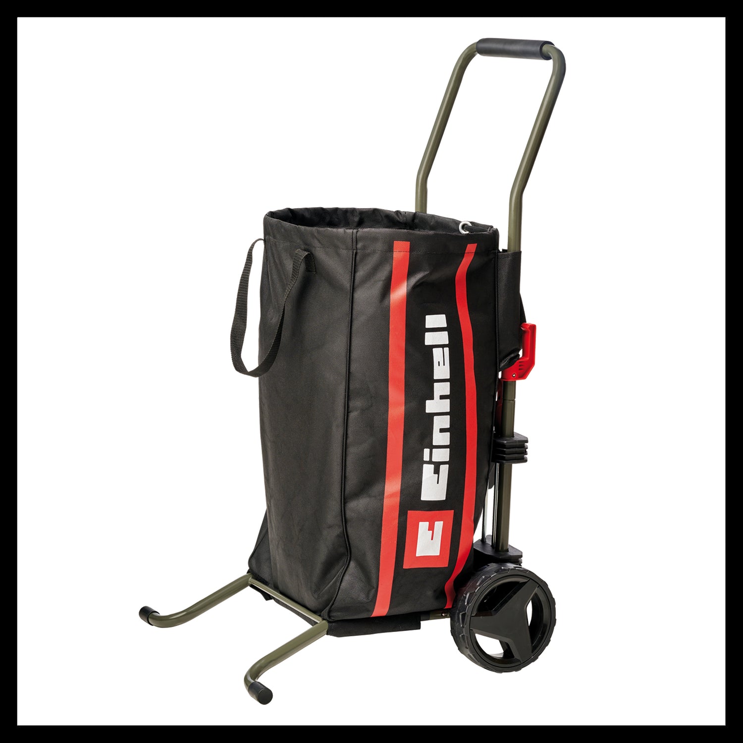 Eredeti Einhell tömlő- és szállítókocsi (tartozékok a GE-HR 18/30 Li és GE-HR 18/30 WH Li akkus tömlődobhoz, kerti hulladékgyűjtő zsákkal és földbe húzható karóval)